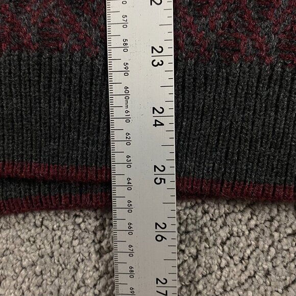 Vintage Jantzen Sweater Men's Medium Burgundy Gray Grunge Grandpa Dad Crewneck - Picture 9 of 9